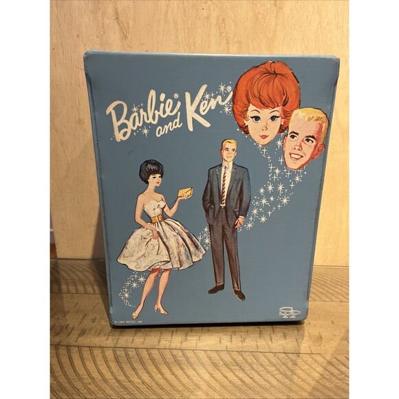 Vintage 1964 Mattel Inc Barbie & Friends Doll Large Trunk Blue Case SPP - Picture 3 of 11